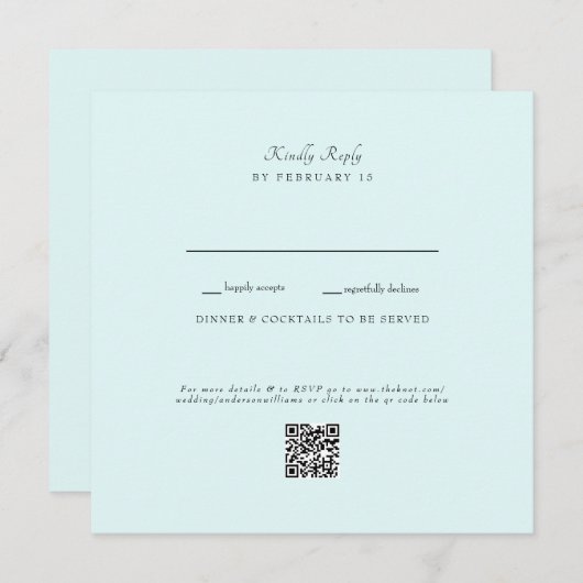 Seafoam Bruiloft QR Code RSVP Platte Kaart (Voorkant / Achterkant)