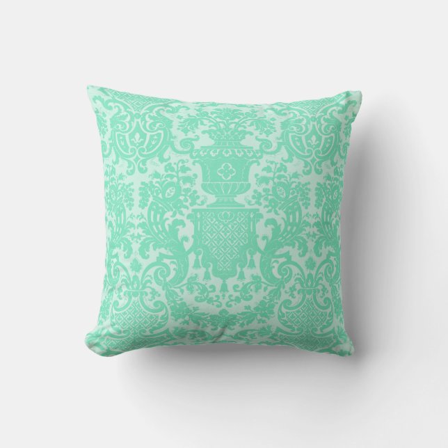 Seafoam Damask Kussen (Voorkant)