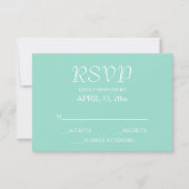 Seafoam eenvoudige stijl bruiloft RSVP kaartje (Voorkant)