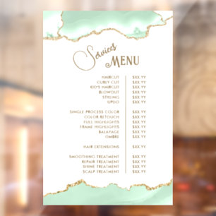 Seafoam Green Agate Diensten Menu Raamsticker