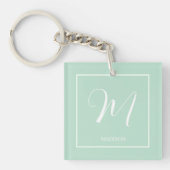 Seafoam Green Custom Monogram Naam Sleutelhanger (Voorkant)