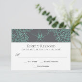 Seafoam Green en Grey Coastal Wedding RSVP (Staand voorkant)