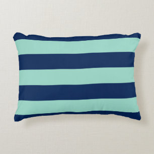 Seafoam Green en Navy Stripe Pattern Accent Kussen