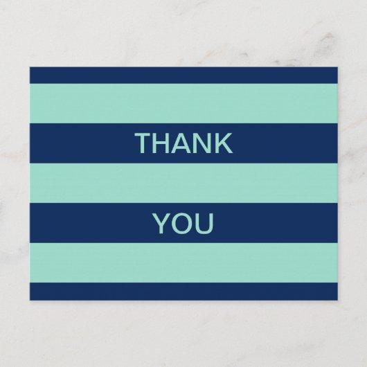 Seafoam Green en Navy Stripes Dank u Briefkaart (Voorkant)