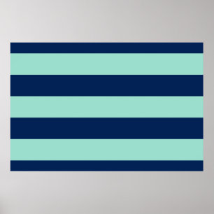 Seafoam Green- en Navy Stripes Poster