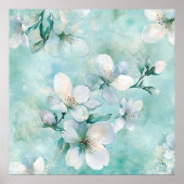 Seafoam Green Floral Canvas Art Poster (Voorkant)
