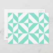 Seafoam Green Geometric Deco Cube Patroon Briefkaart (Voorkant / Achterkant)