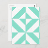 Seafoam Green Geometric Deco Cube Patroon Briefkaart (Voorkant / Achterkant)