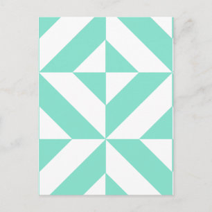 Seafoam Green Geometric Deco Cube Patroon Briefkaart