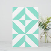 Seafoam Green Geometric Deco Cube Patroon Briefpapier (Staand voorkant)