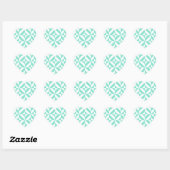 Seafoam Green Geometric Deco Cube Patroon Hart Sticker (Vel)