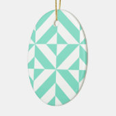 Seafoam Green Geometric Deco Cube Patroon Keramisch Ornament (Links)