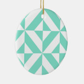 Seafoam Green Geometric Deco Cube Patroon Keramisch Ornament (Rechts)