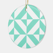 Seafoam Green Geometric Deco Cube Patroon Keramisch Ornament (Links)