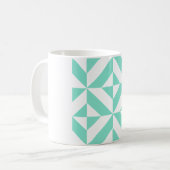 Seafoam Green Geometric Deco Cube Patroon Koffiemok (Voorkant links)