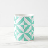 Seafoam Green Geometric Deco Cube Patroon Koffiemok (Center)