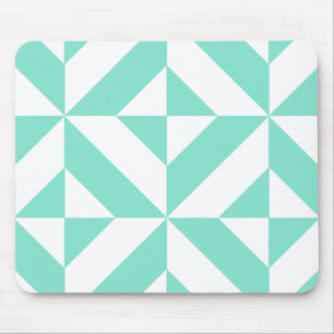 Seafoam Green Geometric Deco Cube Patroon Muismat