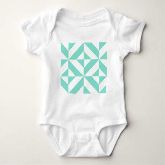 Seafoam Green Geometric Deco Cube Patroon Romper (Voorkant)