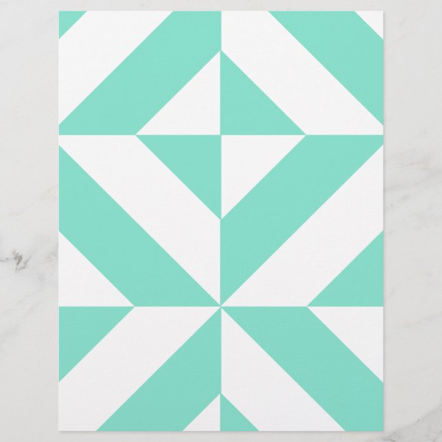 Seafoam Green Geometric Deco Scrapbook Paper (Voorkant)