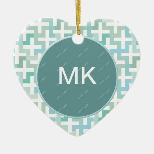 Seafoam Green Geometric Keramisch Ornament (Voorkant)