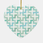 Seafoam Green Geometric Keramisch Ornament (Achterkant)