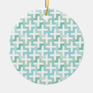 Seafoam Green Geometric Keramisch Ornament