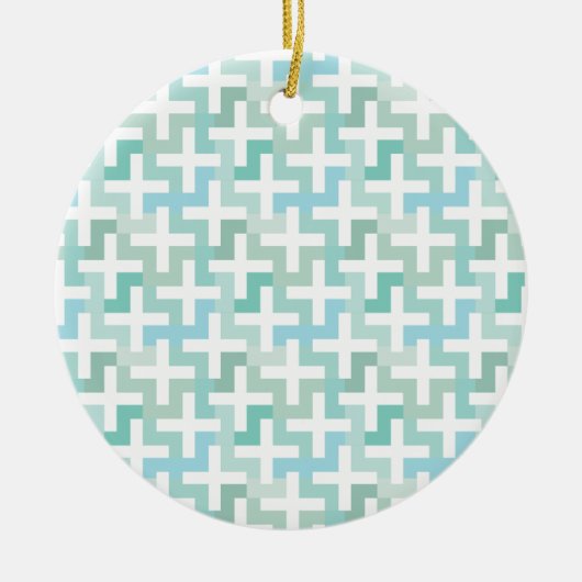 Seafoam Green Geometric Keramisch Ornament (Voorkant)
