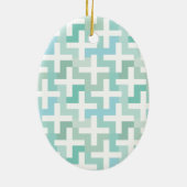 Seafoam Green Geometric Keramisch Ornament (Achterkant)