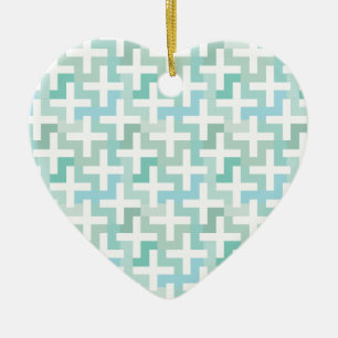 Seafoam Green Geometric Keramisch Ornament