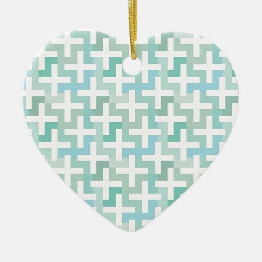 Seafoam Green Geometric Keramisch Ornament (Voorkant)