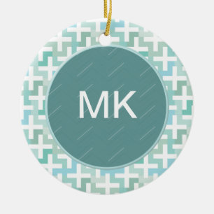 Seafoam Green Geometric Keramisch Ornament