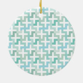 Seafoam Green Geometric Keramisch Ornament (Achterkant)