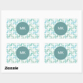 Seafoam Green Geometric Rechthoekige Sticker (Vel)