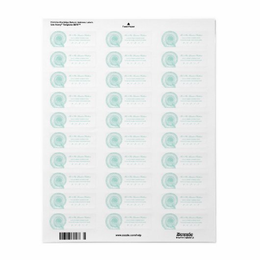 Seafoam Green Seashell Return Address Label (Full Sheet)
