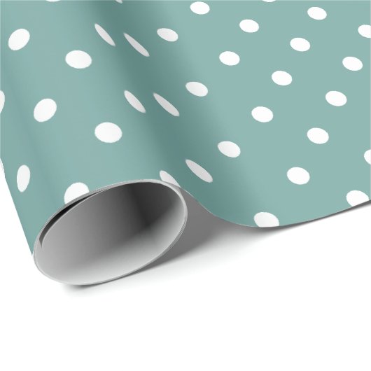 Seafoam Green | Wappapier met witte poka-dot Cadeaupapier (Rol Hoek)