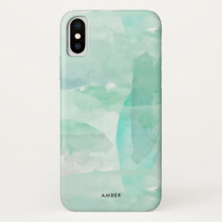 Seafoam Green-Waterverf - Jouw naam toevoegen iPhone X Hoesje