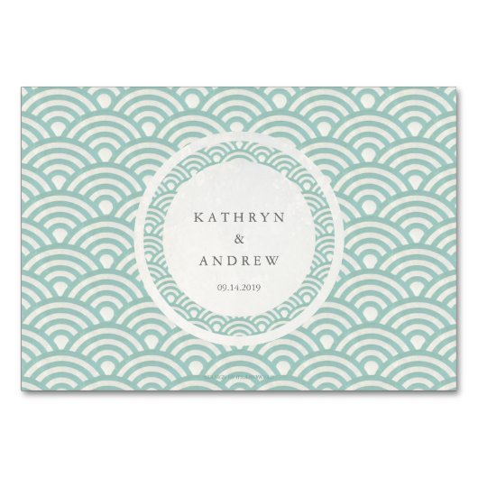 Seafoam Green+White Stylisé Waves Place Nom Carte (Dos)