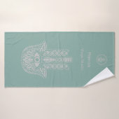 Seafoam Green Yoga Studio Hamsa personnalisable (Serviette de bain)