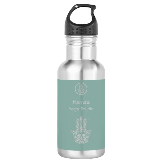 Seafoam Green Yoga Studio Hamsa Waterfles (Voorkant)