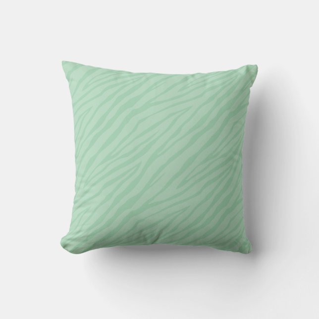 Seafoam Green Zebra Print Kussen (Voorkant)