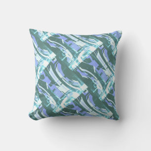 Seafoam Lavender White Grey-Green Diagonal Motif Kussen