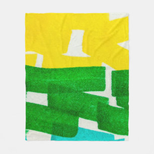 Seafoam Lila Boho Hand Drawn Stroke. Fuchsia Hot Fleece Deken