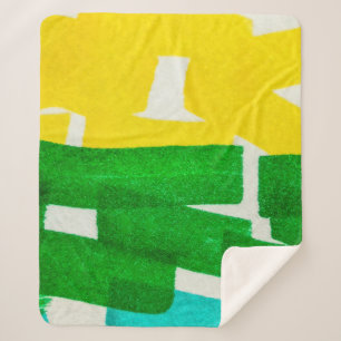 Seafoam Lilac Boho Hand Drawn Stroke. Fuchsia Hot  Sherpa Deken