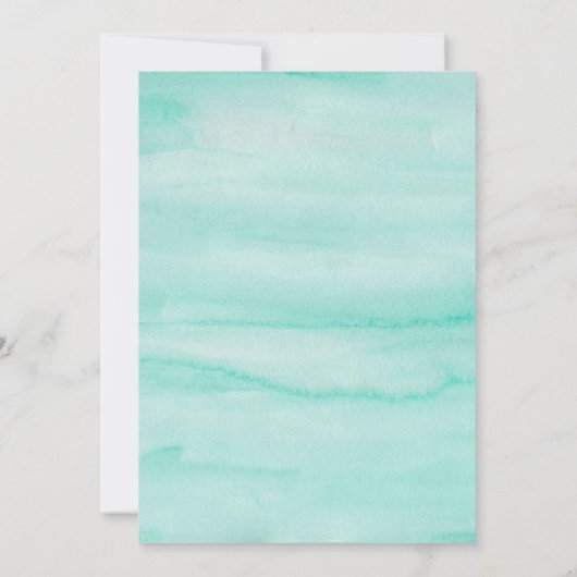 Seafoam Mint Green Abstracte Waterverf Wedding Kaart (Achterkant)