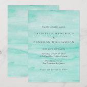 Seafoam Mint Green Abstracte Waterverf Wedding Kaart (Voorkant / Achterkant)