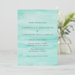 Seafoam Mint Green Abstracte Waterverf Wedding Kaart
