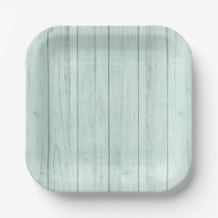 Seafoam Mint Green Pastel Turquoise Rustic Wood Papieren Bordje