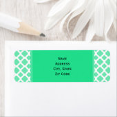 Seafoam Mint Green Quatrefoil Patroon Etiket (Insitu)