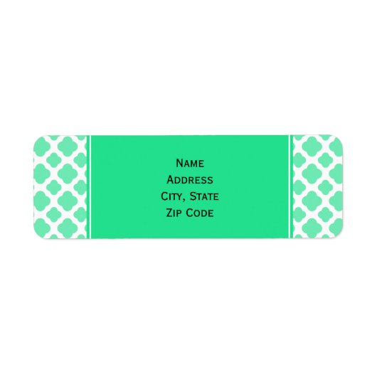 Seafoam Mint Green Quatrefoil Patroon Etiket (Voorkant)