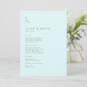 Seafoam Modern Wedding Menu Kaart (Staand voorkant)